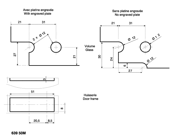 clip reversi 57x57 to be fixed dia.5,2  brushed nickel brass