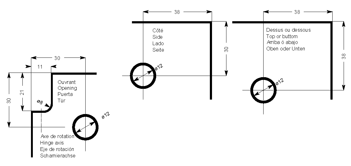 tirettes à onglet, rondes, argent