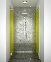 shower screen capsi niche 1 door WG 1fixed 90deg stiffener  anodised aluminium BSS effect