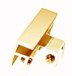 clip, 3 entries with top junction, slanted angles, polished brass