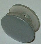 bouton tête bombée, diam. 20 mm, laiton gris alu avec vis M4 F 90°, longueur 8 mm et rondelles en plastique