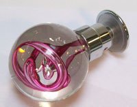 doorknob Ile de Bréhat - Single - fuchsia bubble tube - Chromed base.