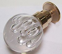 doorknob Ile de Bréhat - Single - Clear flower bubbles - Gold base.