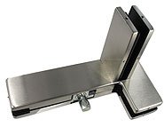 left transom / side hinge with fin for mobile glass, SEVAX range, brushed stainless steel