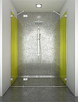kit shower screen capsi niche 2 fixed WG 1 door GG180  2 45deg stiffeners anodised aluminium BSS effect