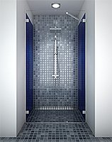 kit shower screen capsi niche 1 door WG 1fixed round slanted stiffener anodised aluminium BSS effect