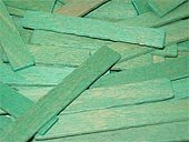 wedges, rolled hardwood, length 70 mm, width 10 mm, thickness 2 mm, green color x 1000