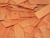 wedges, rolled hardwood, length 70 mm, width 25 mm, thickness 3 mm, orange color x 1000