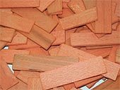 wedges, rolled hardwood, length 70 mm, width 18 mm, thickness 3 mm, orange color x 1000