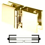 clips-hinges, double - opening 10 mm - gilded brass - for glass 60 x 40