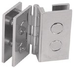 hinges, double, for two 180° volumes, 9 mm opening, for mirror glass 1.20 x 0.60, brass