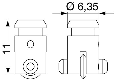 porte-molette en acier n°20 US avec molette Vitrum® N, 125° x 25