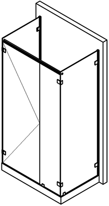 shower screen capsi wall 1GG90 1fixed 2laterals parallel stiffener anodised aluminium BSS effect