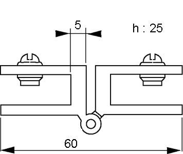 clips-hinges, double - opening 10 mm - chromium-plated brass - for glass 60 x 40