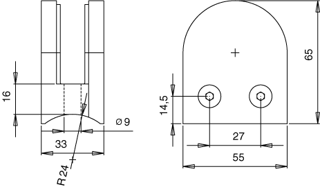 Klemmbefestigung für Trennwände - 52 x 40 mm - Flache Eckhalterung - Zamak vergoldet
