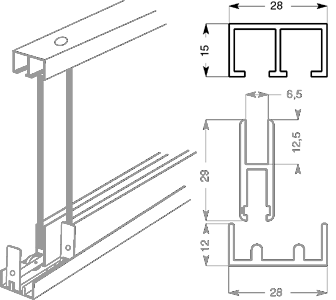 Messinghalter mit Neigung, 3 Abgänge Unterteil, poliert