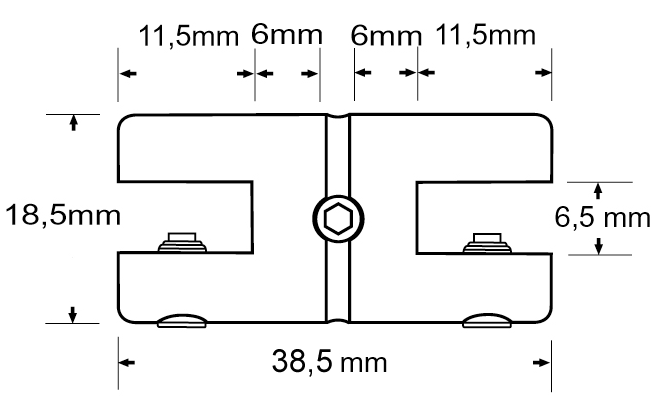 Messinghalter mit Neigung, 3 Abgänge Unterteil, poliert