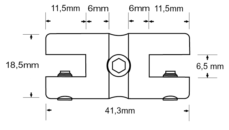clip bracket, double, for shelf up to 6 mm (on request)