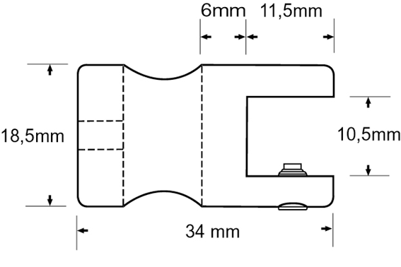 Messinghalter mit Neigung, 3 Abgänge Unterteil, poliert