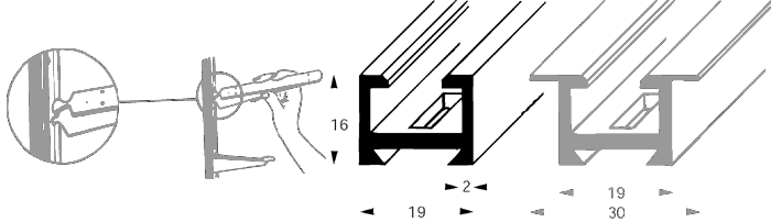 profil comp. capsi 38x42x2800 entraxe 1550   anodisé inox brossé
