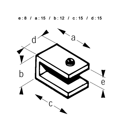 clips, chromed zamak, e = 8 mm