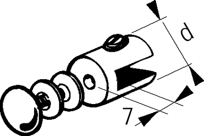 Messinghalter mit Neigung, 3 Abgänge Unterteil, poliert