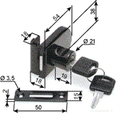 hinges, Economy range, 54 x 26 mm, 2 zamak faces, chromed