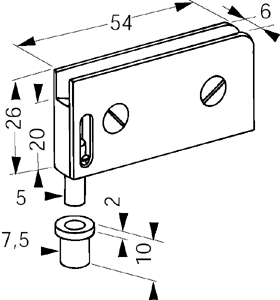 clips, chromed zamak, e = 8 mm
