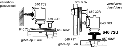 clips, chromed zamak, e = 8 mm