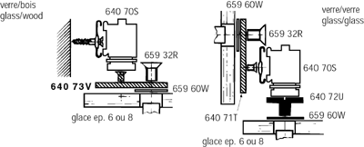 clips, chromed zamak, e = 8 mm