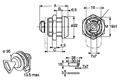 ausziehbare Versteifung adroll quadratisch 20x20 0,7m-1,4m Aluminium Kupfer