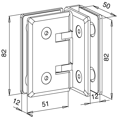 orientable hinge for laminated glass 5-5-2      raw aluminium