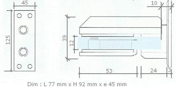make-up section clip-in-door 25x25x2140 not drilled  chromed