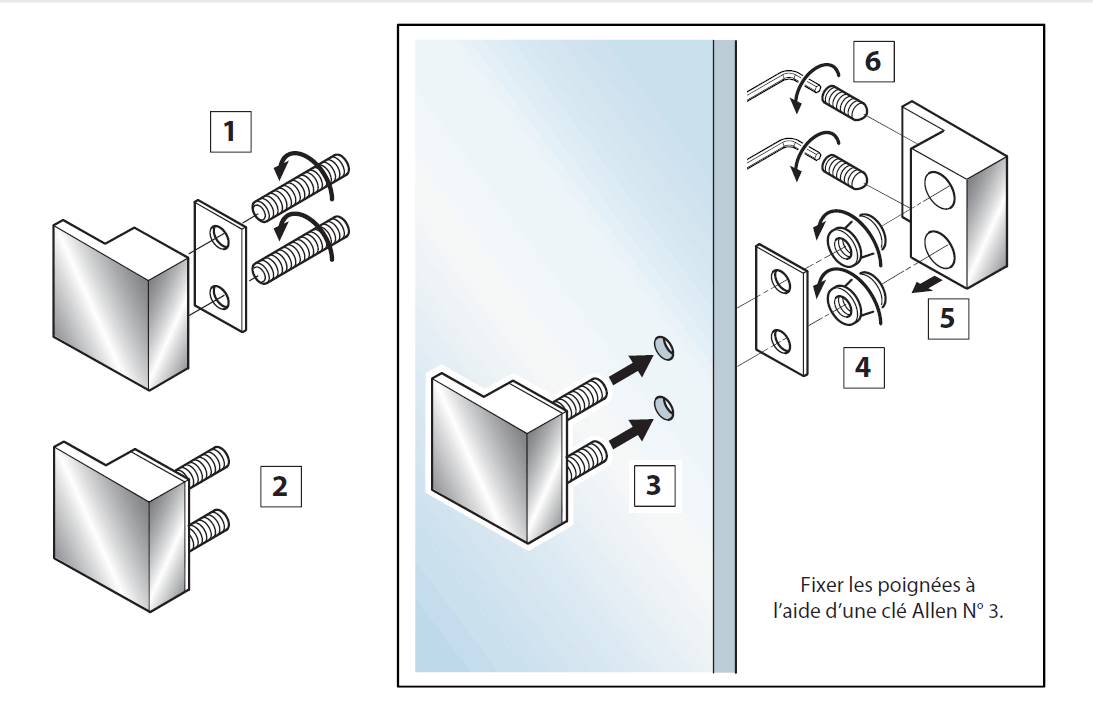 ADSLIDE - fixation verre/rail, inox brossé