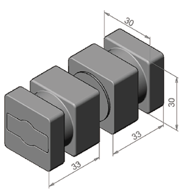 bouton capsi carré 30 double  cupro-aluminium brossé verni