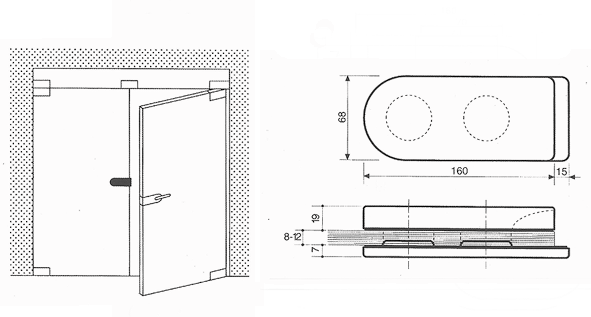 plate with axial pivot for top hinge, stainless steel