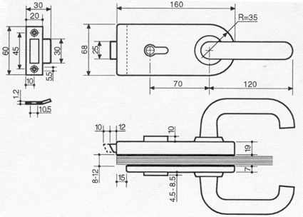 Mittelgriff mit Doppelklinke Produktreihe ELITE ohne Zylinderschloß    Edelstahl gebürstet