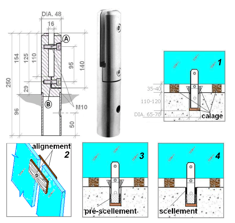 Duschewand capsi nische 1 Tür MG 1 Festglas  aluminium Edelstahl gebürstet