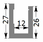 make-up section clip-in-door 25x25x2140 not drilled  chromed