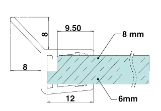 flat section profil capsi 38x5x2140 c to c 1800  chromed