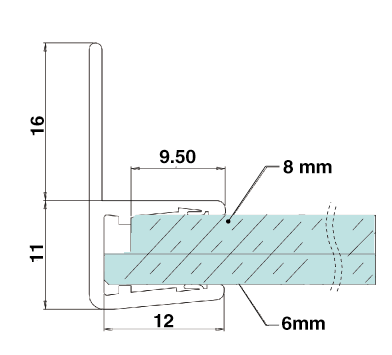 flat section profil capsi 38x5x2140 c to c 1800  chromed