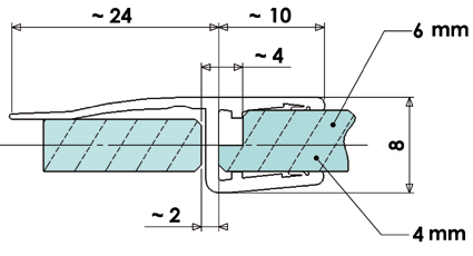 flat section profil capsi 38x5x2140 c to c 1800  chromed