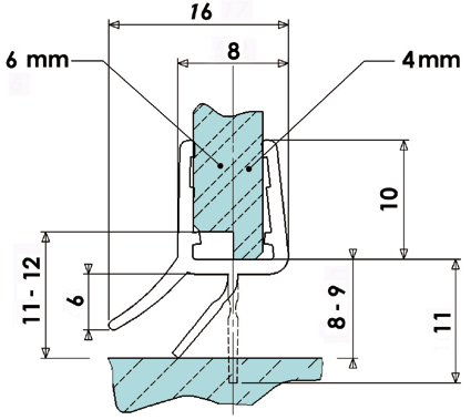 flat section profil capsi 38x5x2140 c to c 1800  chromed