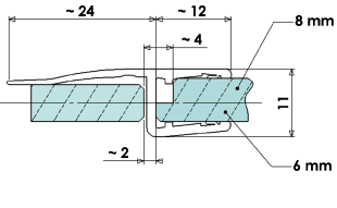 hinge  A.S. x2 wall/glass x2   satin stainless