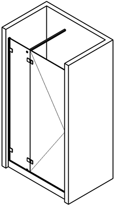 kit paroi capsi niche 1 fixe 1 porte GG180 raidisseur 90deg aluminium anodisé effet inox brossé