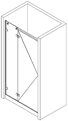 Set Duschewand capsi nische 1Festglas 1Tür GG  Versteifung parallel aluminium Edelstahl gebürstet