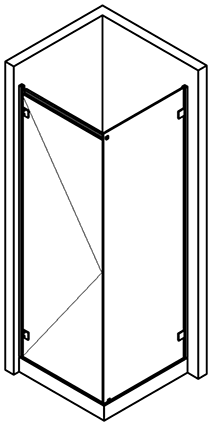 kit shower screen capsi angle 1 door WG 1 lateral parallel stiffener anodised aluminium BSS effect