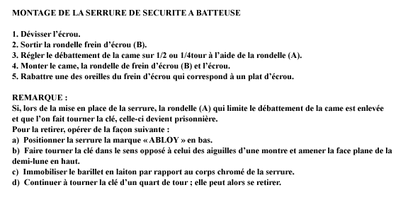 Montage de la serrure de s�curit� � batteuse